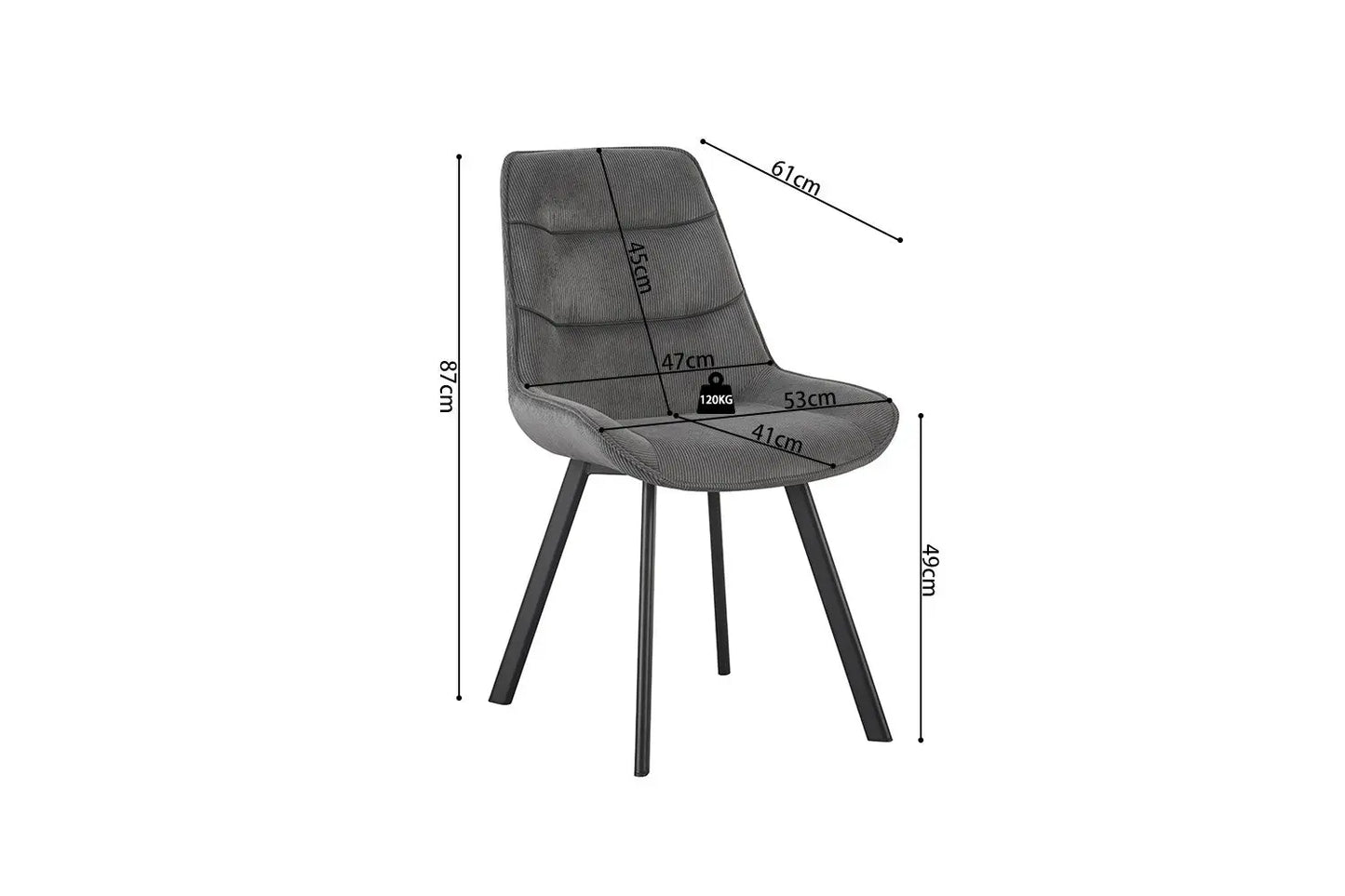 AMELIA - Lot de Chaises de Salle à Manger - 53 x 61 cm - Gris ROUSSEAU