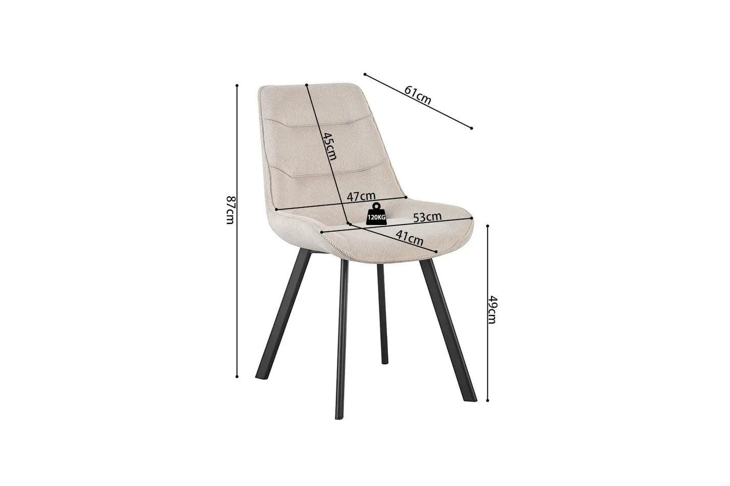 AMELIA - Lot de Chaises de Salle à Manger - 53 x 61 cm - Sable ROUSSEAU