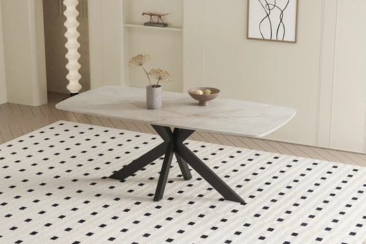 APOLLINA - Table à manger Ovale en Pierre Blanc - 180 x 90 cm - Shakespear Beige ROUSSEAU