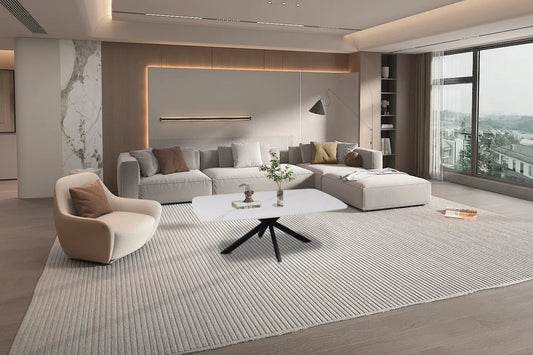 APOLLINA - Table basse Ovale en Pierre - 130 x 70 cm - Blanc ROUSSEAU