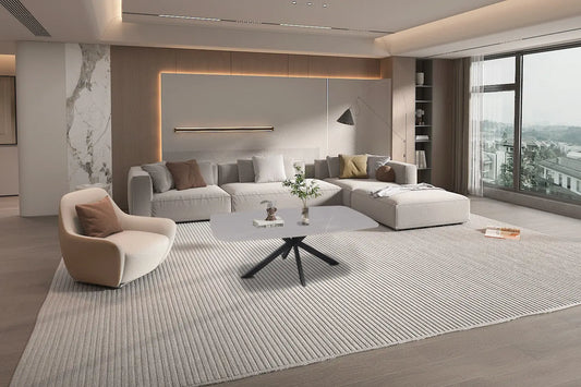 APOLLINA - Table basse Ovale en Pierre - 130 x 70 cm - Gris ROUSSEAU