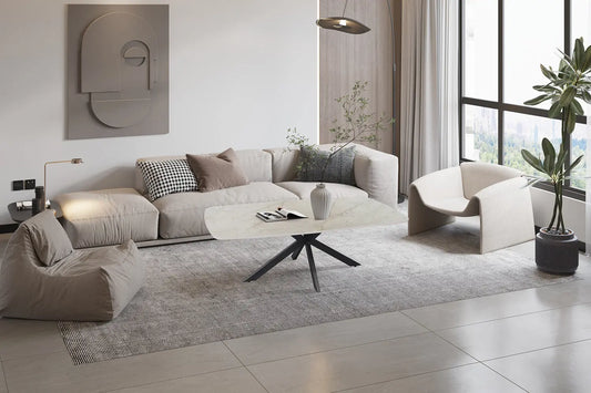 APOLLINA - Table basse Ovale en Pierre - 130 x 70 cm - Shakespear Beige ROUSSEAU