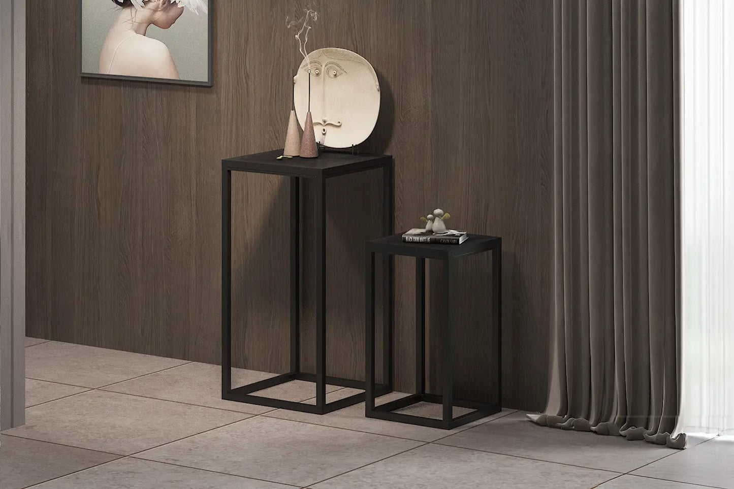 AYORA - Lot de 2 Table d'appoint Bois de Manguier - Bois de Manguier Noir ROUSSEAU
