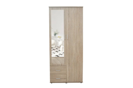 Armoire 2 portes avec miroir MARCO sonoma - 80 cm TIKOYA