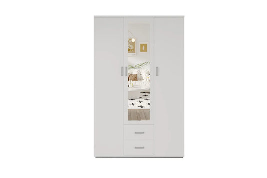 Armoire 3 portes avec miroir MARCO blanc - 120 cm TIKOYA