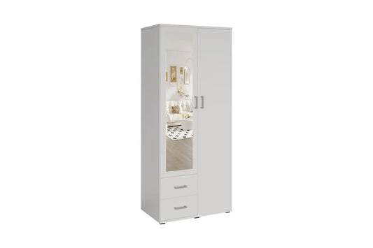 Armoire 3 portes avec miroir MARCO blanc - 80 cm TIKOYA