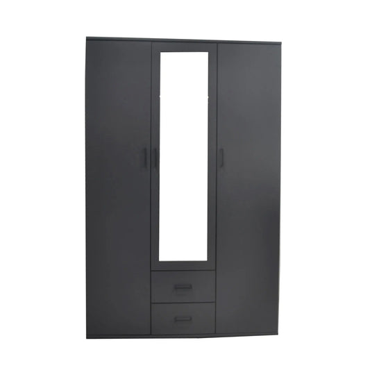 Armoire 3 portes avec miroir MARCO gris foncé - 120 cm TIKOYA