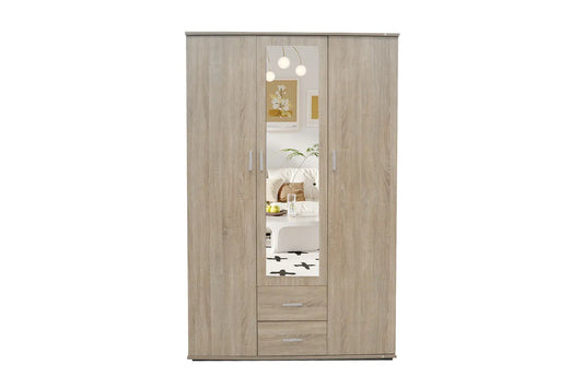 Armoire 3 portes avec miroir MARCO sonoma - 120 cm TIKOYA