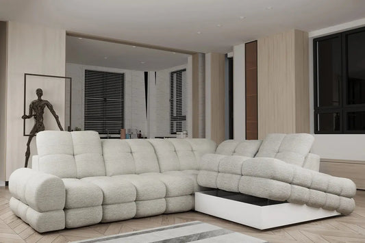 Canapé d'angle Convertible Électrique avec Coffre de Rangement TOLLO L - 302 x 217 cm WERSAL