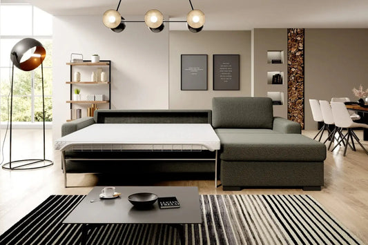 Canapé d'angle Convertible avec Matelas Intégré et Coffre de Rangement VANILLA - 263 x 173 cm WERSAL