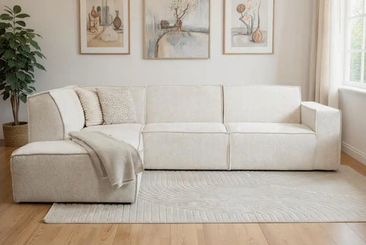 Canapé d'angle MAGNUM REC en Tissu Ecru - 250x185 cm SAN MARTINO