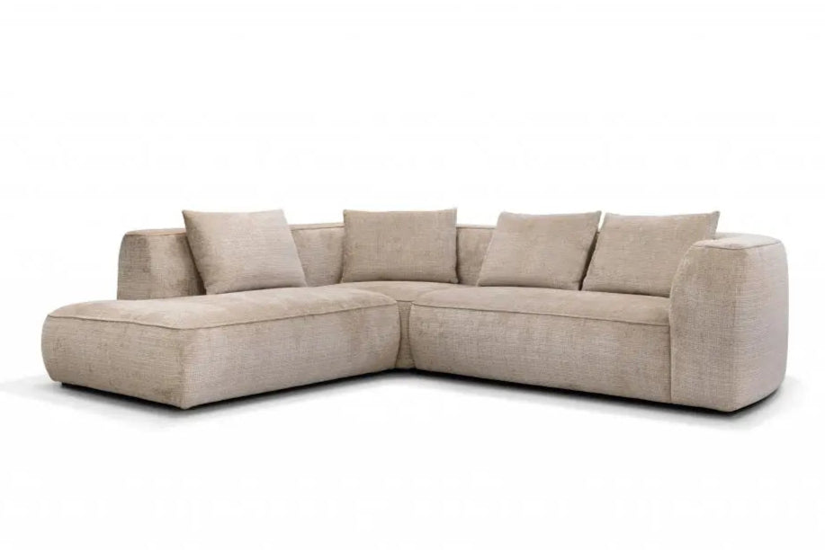 Canapé d'angle MARBELLA en tissu chenille - 285 x 250 cm TIKOYA
