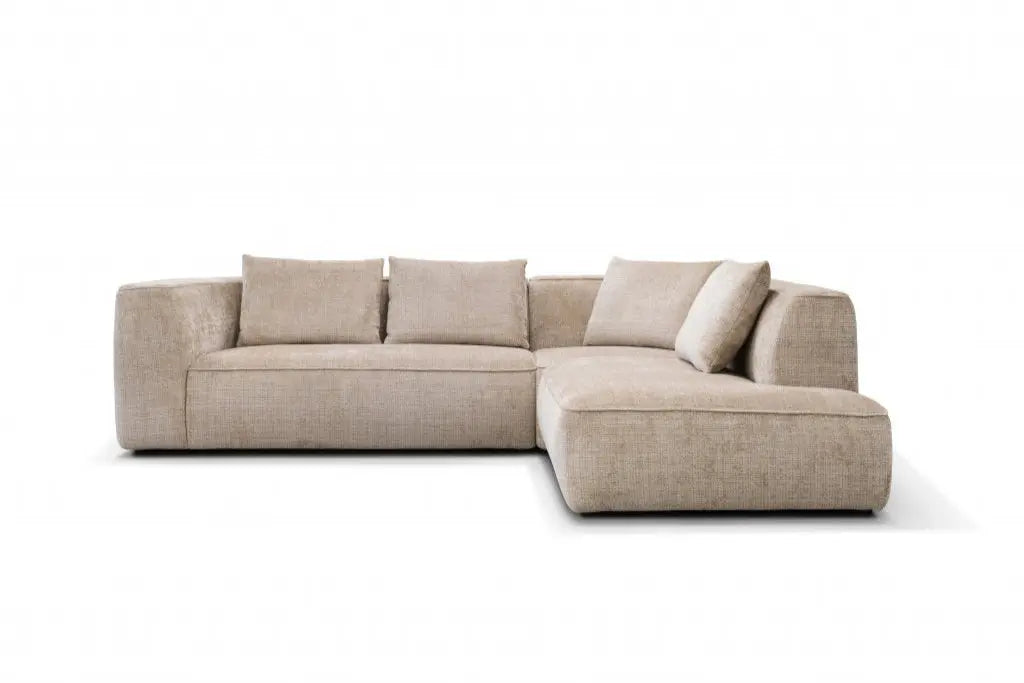 Canapé d'angle MARBELLA en tissu chenille - 285 x 250 cm TIKOYA