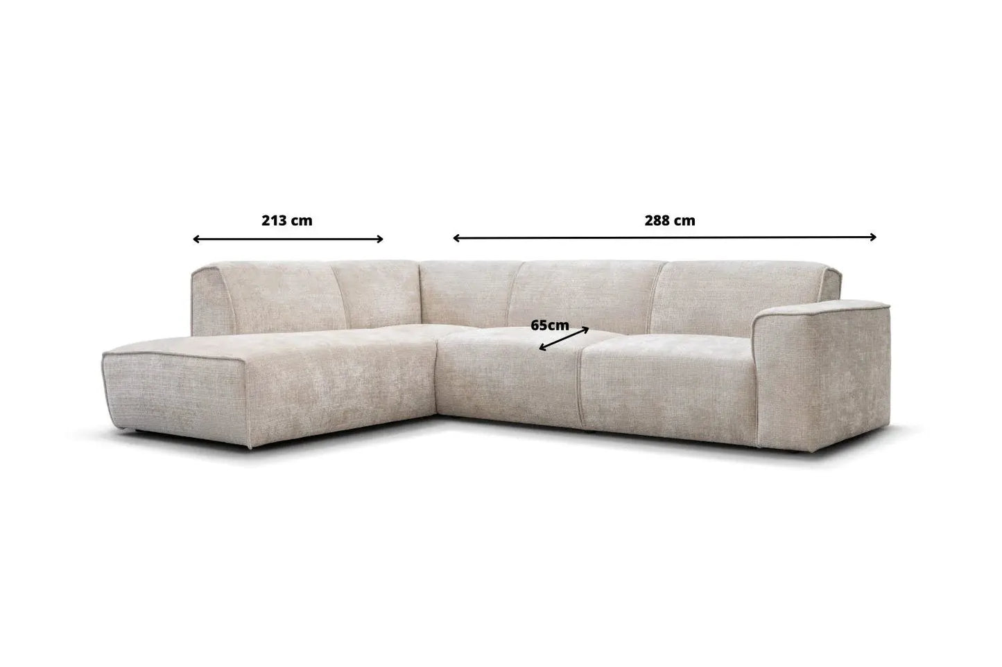 Canapé d'angle MAYRA en tissu Marbella Beige - 288 x 213 cm TIKOYA