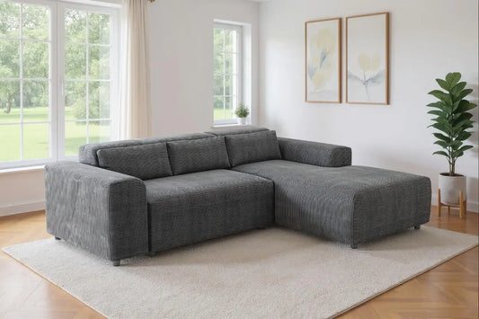 Canapé d'angle NAYA en Tissu Côtelé Gris Anthracite - 250x185 cm SAN MARTINO