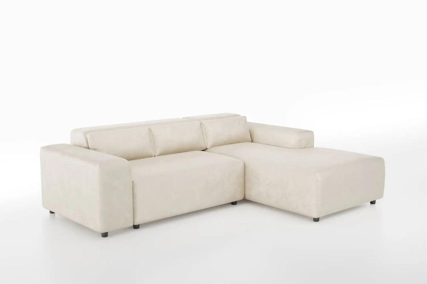 Canapé d'angle NAYA en Tissu Velours Beige - 250x185 cm SAN MARTINO