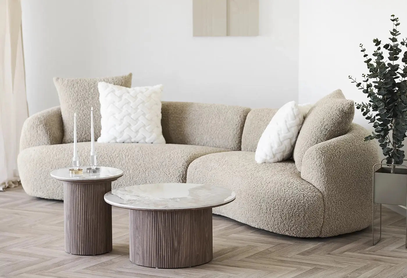 Canapé droit DALY en tissus Maron Clair 302x134 cm HOUSE NORDIC