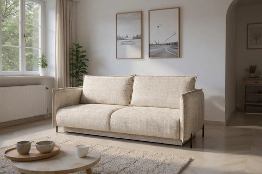 Canapé droit convertible AMALFI en tissus Marbella Beige 226x105 cm SAN MARTINO