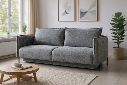 Canapé droit convertible AMALFI en tissus Marbella Gris 226x105 cm SAN MARTINO