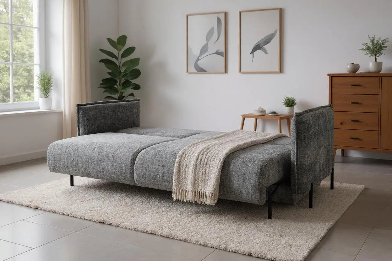 Canapé droit convertible AMALFI en tissus Marbella Gris 226x105 cm SAN MARTINO