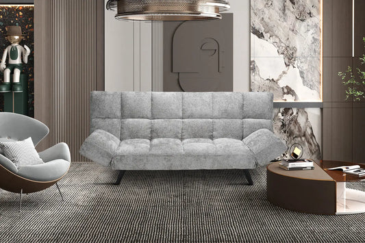 Canapé-lit en Tissu Gris BURSYA - 182 x 82 cm ROUSSEAU