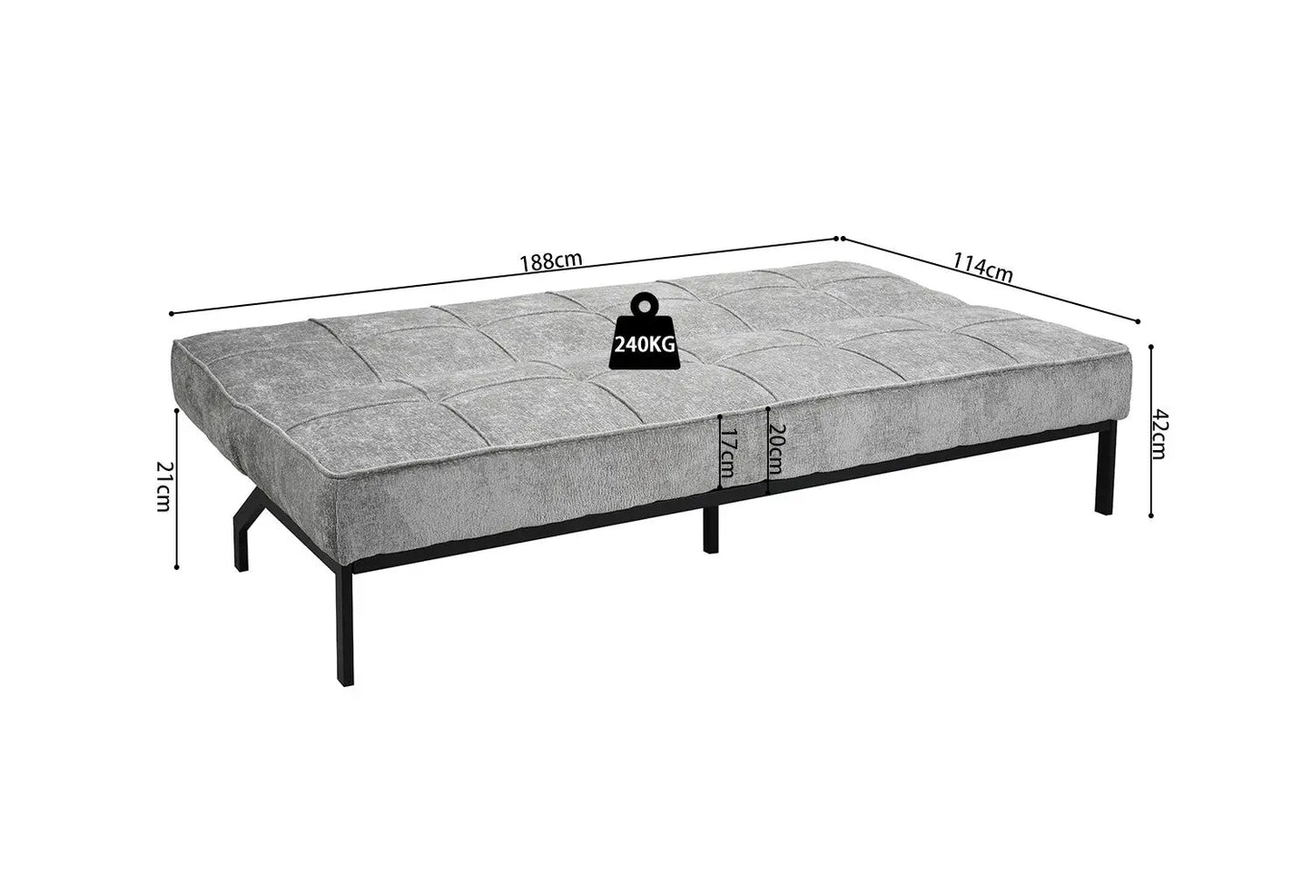 Canapé-lit en Tissu KONIA - 188 x 85 cm ROUSSEAU