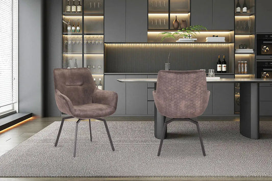 Chaise de Salle à Manger Pivotante MODESTY en Velours Taupe - 63 x 63 cm ROUSSEAU