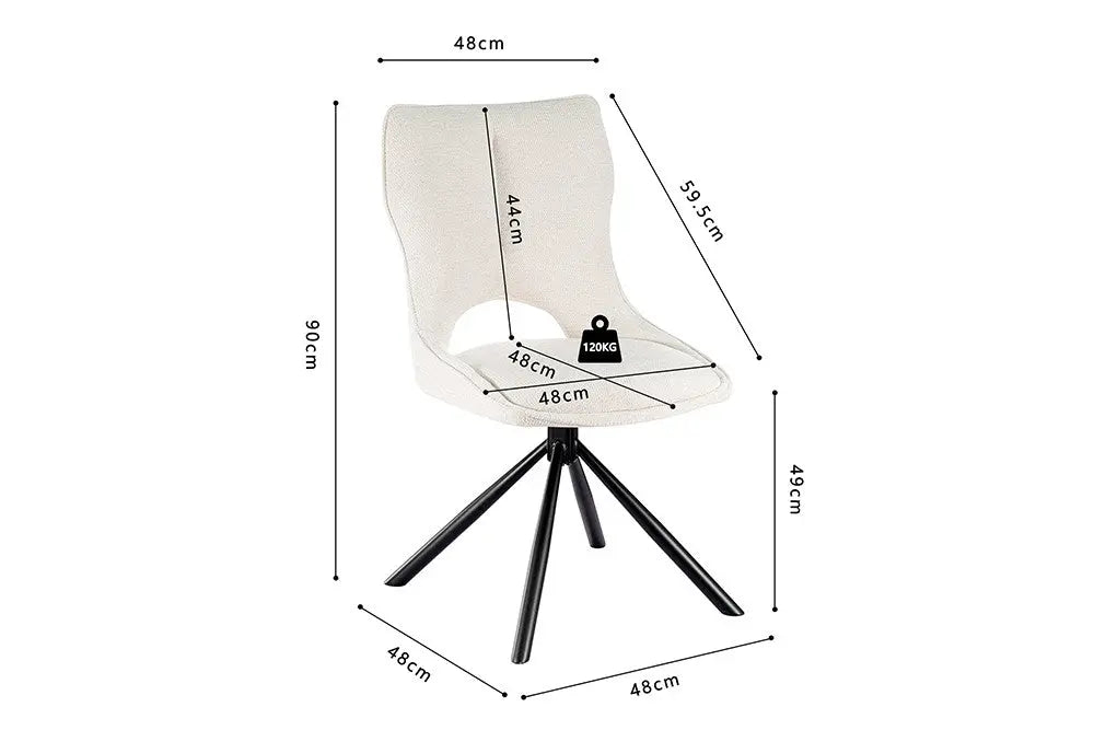 Chaise Pivotante de Salle à Manger MORY en Tissu Beige - 48 x 59.5 cm ROUSSEAU
