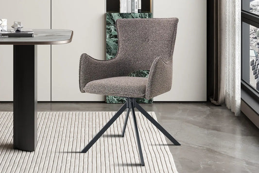 Chaise Pivotante de Salle à Manger avec Accoudoirs BILY en Tissu Sable - 57.5 x 60 cm ROUSSEAU