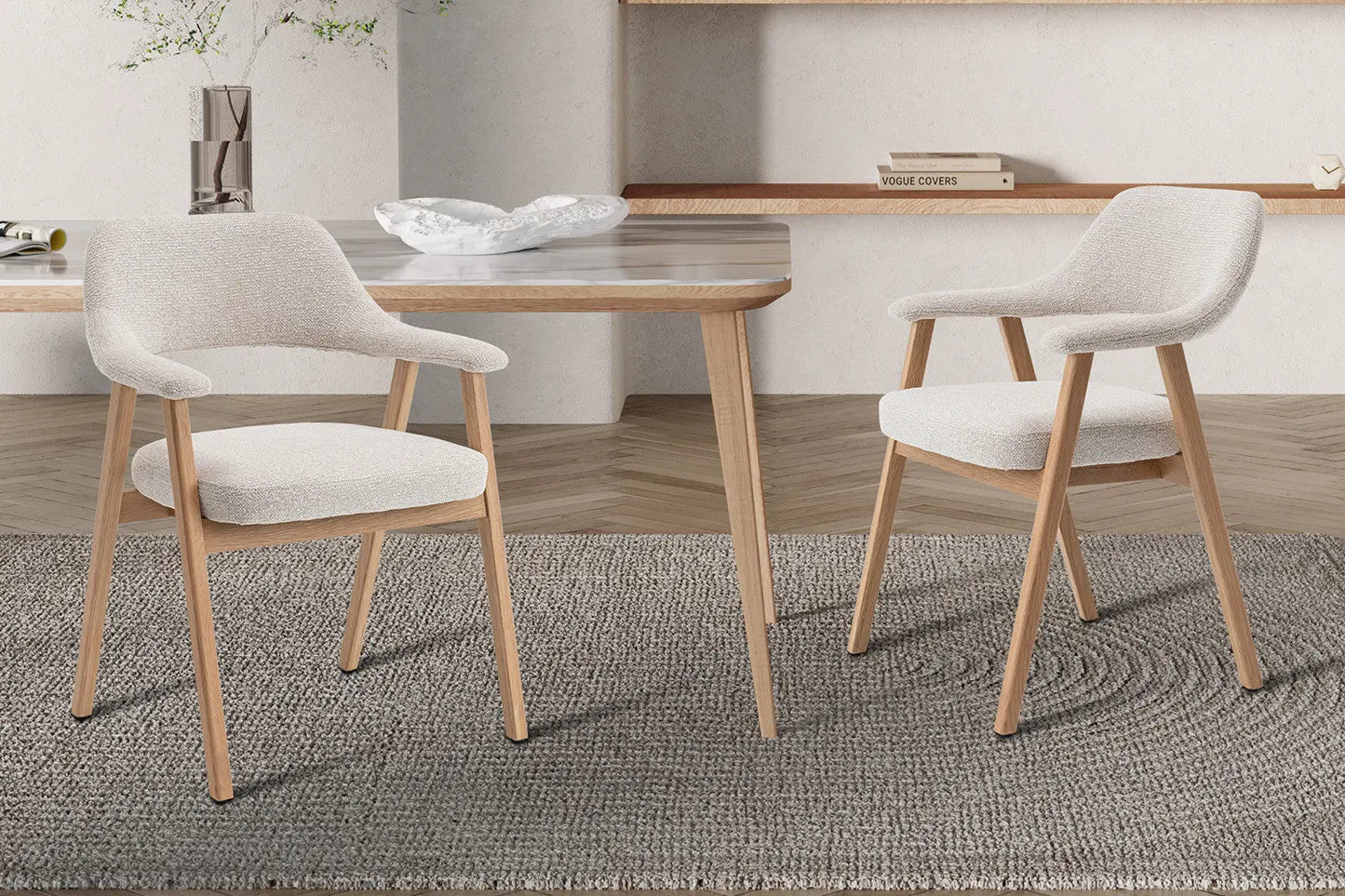 Chaise avec Accoudoir en Chêne Massieve Fumé CORALYA Beige - 64 x 59.5cm ROUSSEAU