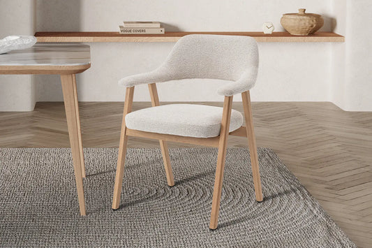 Chaise avec Accoudoir en Chêne Massieve Fumé CORALYA Beige - 64 x 59.5cm ROUSSEAU