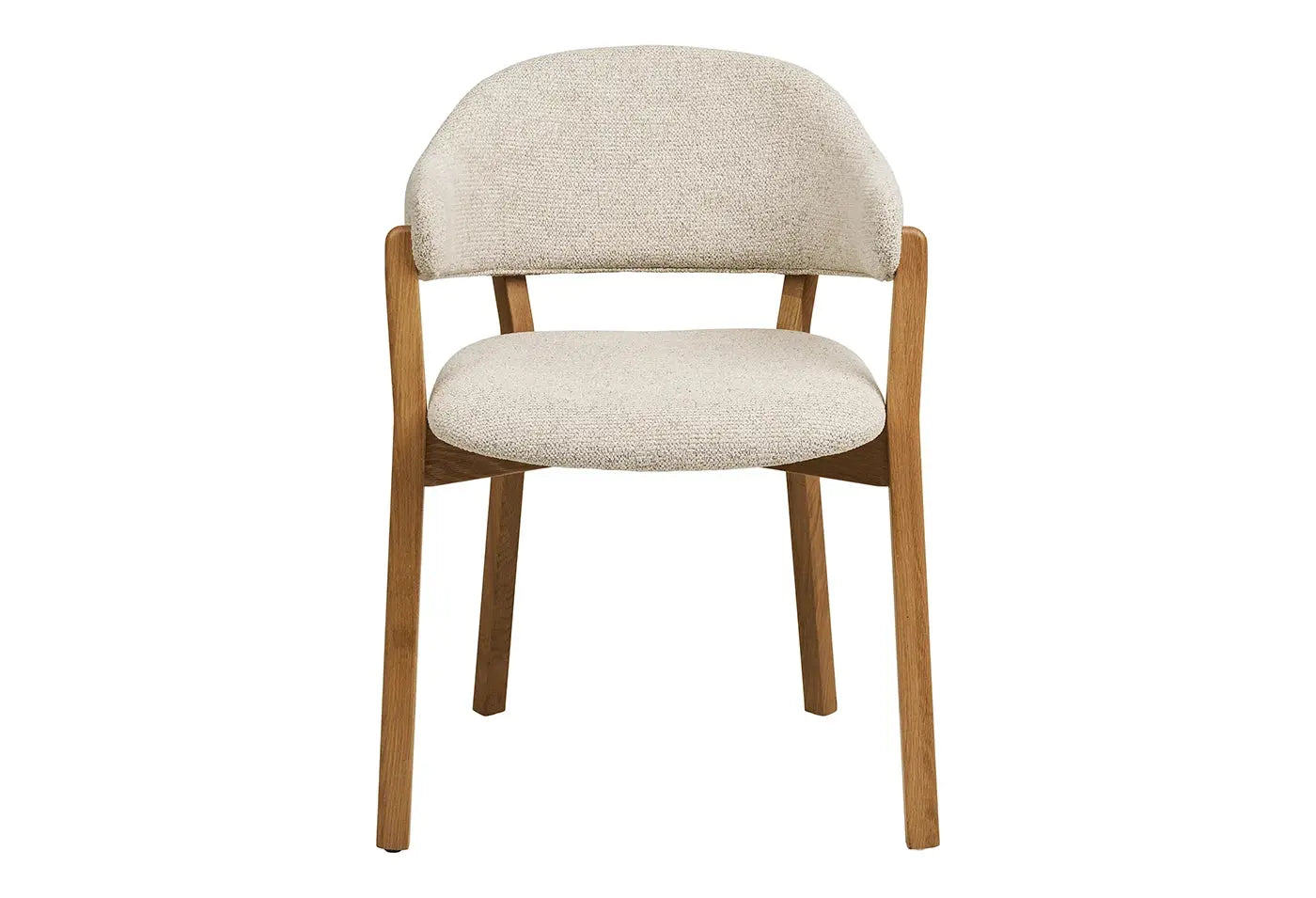 Chaise avec Accoudoirs de Salle à Manger DUNKIRK Effet Bois Chêne Clair et Tissu Écru - 60 x 59 cm HOUSE NORDIC