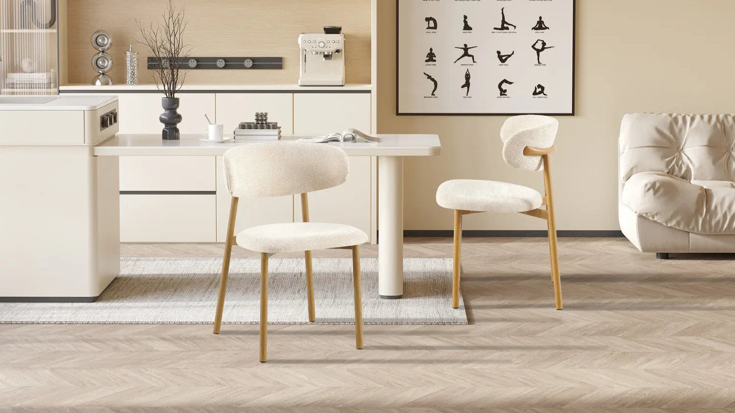 Chaise avec Pied en Métal COYA Beige - 53 x 52cm ROUSSEAU