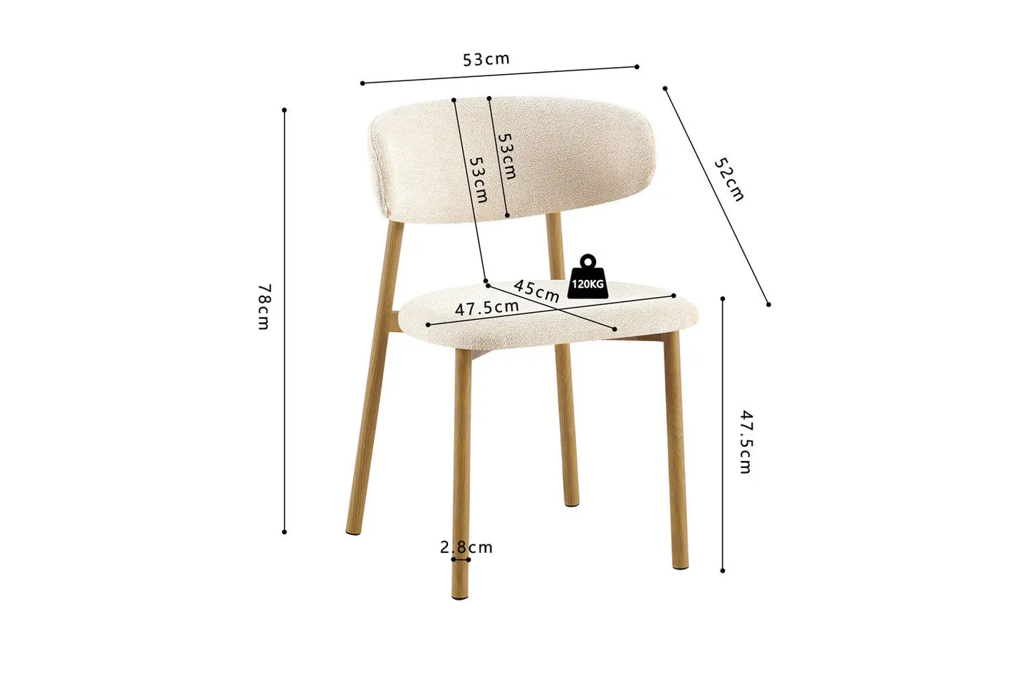 Chaise avec Pied en Métal COYA Beige - 53 x 52cm ROUSSEAU