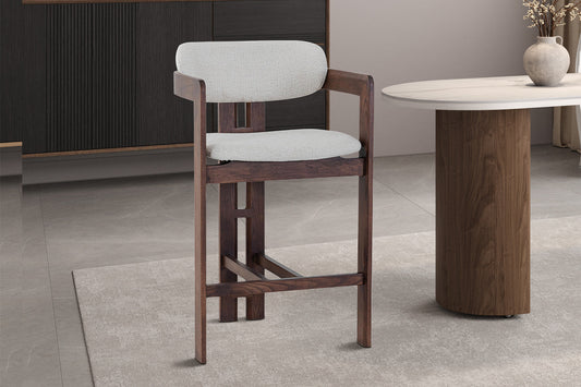 Chaise de Bar CAMILLE Beige en Bois de Frêne et Noyer - 56 x 52 cm ROUSSEAU
