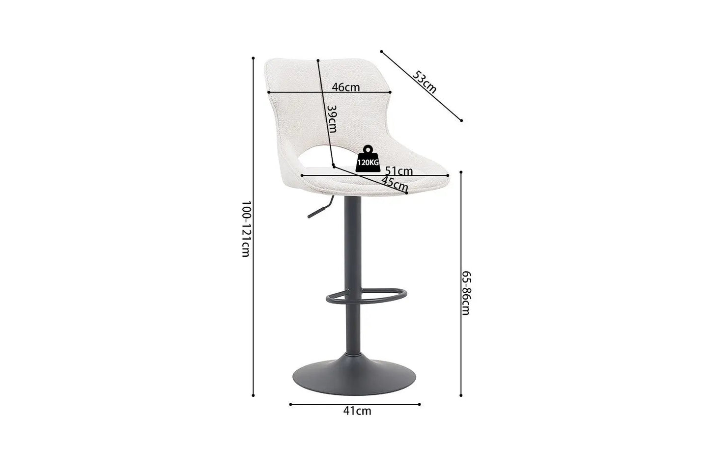 Chaise de Bar MORY en Tissu Beige - 51 x 53 cm ROUSSEAU