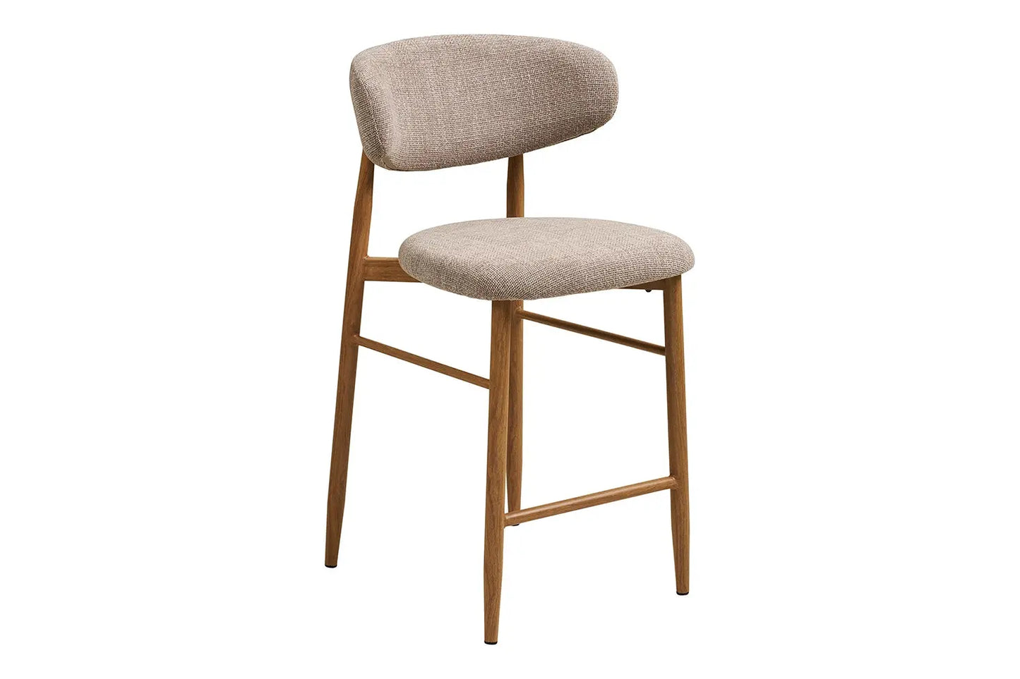 Chaise de Bar Tissu Sable avec Pieds Bois Chêne LEVANTO - 52 x 55 cm ROUSSEAU