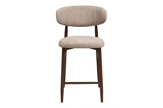 Chaise de Bar Tissu Sable avec Pieds Métal Bois Noyer LEVANTO - 52 x 55 cm ROUSSEAU