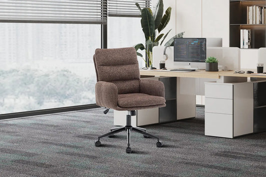 Chaise de Bureau en Tissu Brun - 64 x 68 cm ROUSSEAU