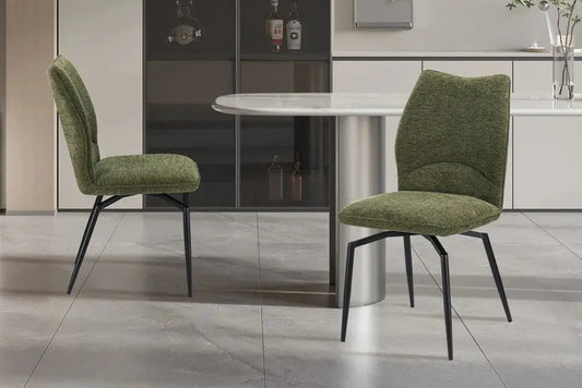 Chaises de Salle à Manger LYARA en Tissu Vert - 45.5 x 60 cm ROUSSEAU