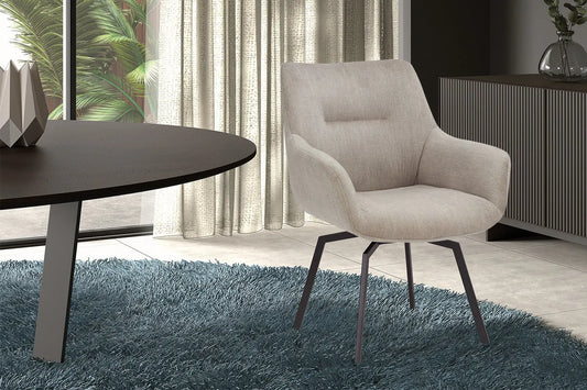 Chaise de Salle à Manger Pivotante MODESTY en Velours Côtelé Beige - 63 x 63 cm ROUSSEAU