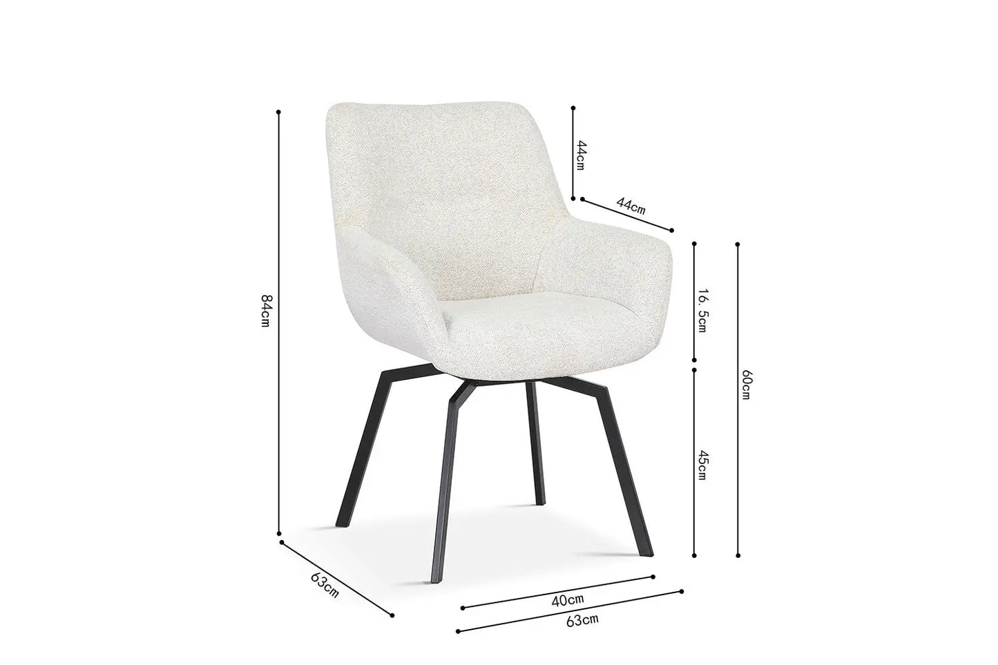 Chaise de Salle à Manger Pivotante MODESTY en Velours Ecru - 63 x 63 cm ROUSSEAU