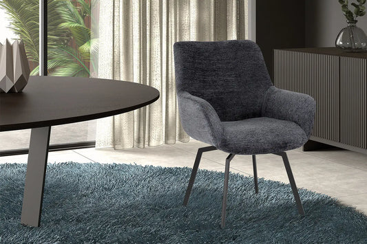 Chaise de Salle à Manger Pivotante MODESTY en Velours Gris Foncé - 63 x 63 cm ROUSSEAU