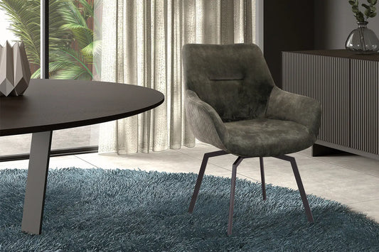 Chaise de Salle à Manger Pivotante MODESTY en Velours Vert - 63 x 63 cm ROUSSEAU