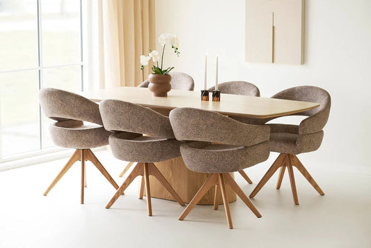 Chaise de Salle à Manger Pivotante avec Pieds en Chêne Naturel DOVER Brun - 61 x 58cm HOUSE NORDIC