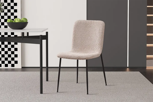 Chaise de salle à manger ALICYA en Tissu Bouclé Beige - 42 x 57 cm ROUSSEAU
