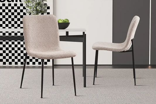 Chaise de salle à manger ALICYA en Tissu Bouclé Beige - 42 x 57 cm ROUSSEAU