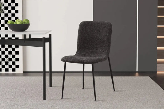 Chaise de salle à manger ALICYA en Tissu Bouclé Gris - 42 x 57 cm ROUSSEAU