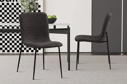 Chaise de salle à manger ALICYA en Tissu Bouclé Gris - 42 x 57 cm ROUSSEAU