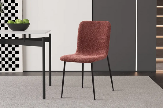 Chaise de salle à manger ALICYA en Tissu Bouclé Rose - 42 x 57 cm ROUSSEAU